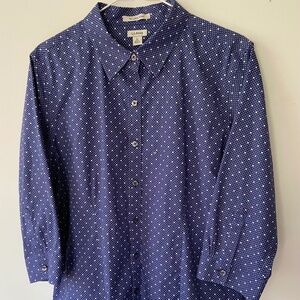 L.L. Bean Women’s Wrinkle-Free Cotton Shirt, Large, 3/4 Sleeves